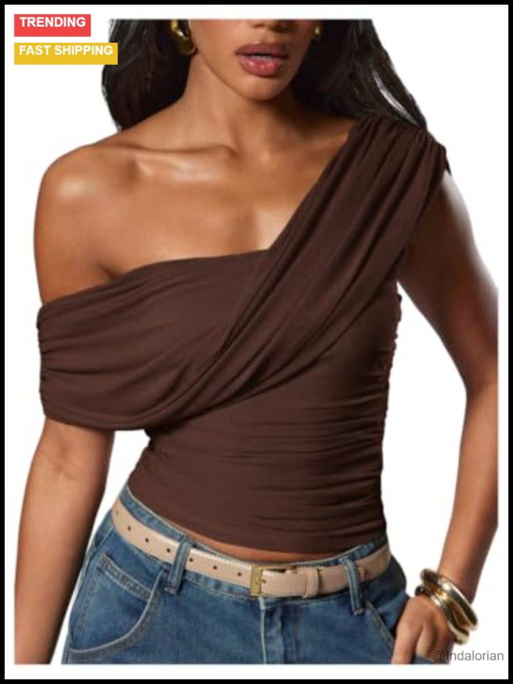 Milumia Women's One Off Shoulder Cropped Mesh Draped Y2k Tank Top